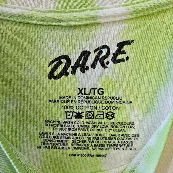 D.A.R.E. DARE Tie Dye Inspirational Short Sleeve Green White Purple Tee Size XL - Picture 4 of 6